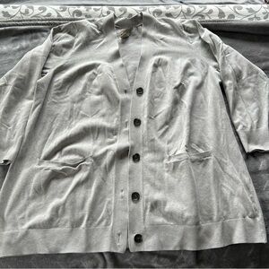 Duluth Trading Womens Button Cardigan Sweater 2X Gray Long Sleeve Pockets Front